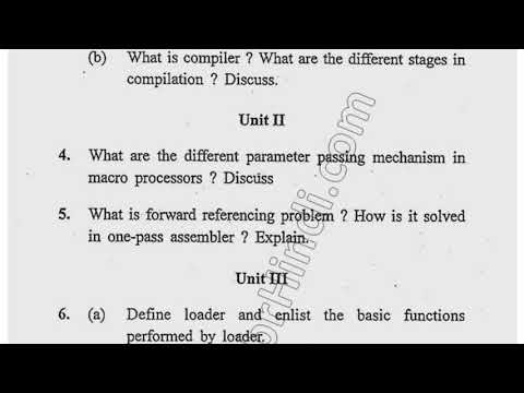 MCA 2nd Sem System Programming Question Paper