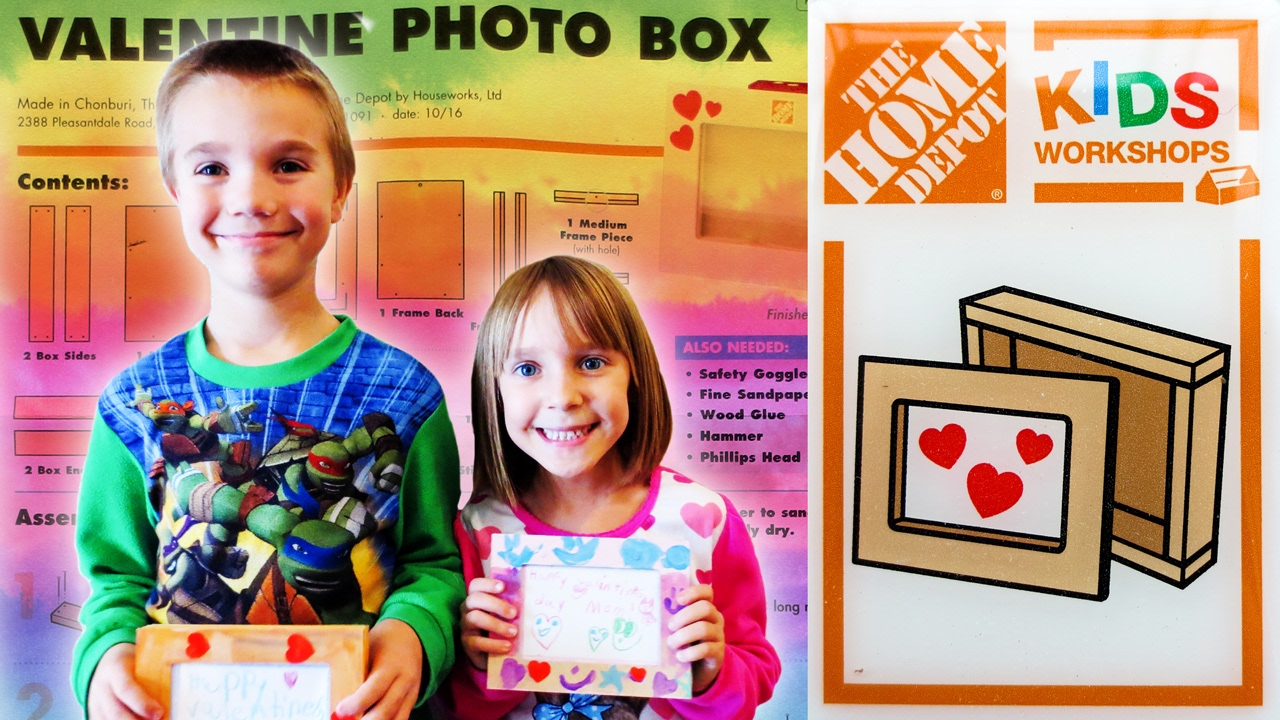 Home Depot Kids Workshop Build - Valentine Photo Box (Vlog 2/4/2017