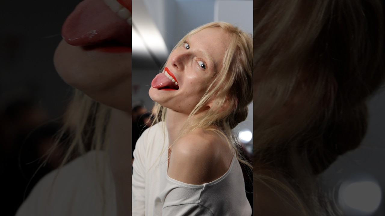 Ooh la la! #AlexConsani gets the perfect rouge lip ahead of our S/S 2027 runway show.