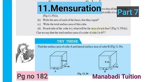 8th class maths |Chapter 11| 💁Mensuration| 🙋‍♀️Try these p g no 182|  part 7|with notes|