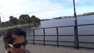 Aruna & Hari Sharma walking on The old Långö bridge Karlskrona, Blekinge Sweden Sept 09, 2015
