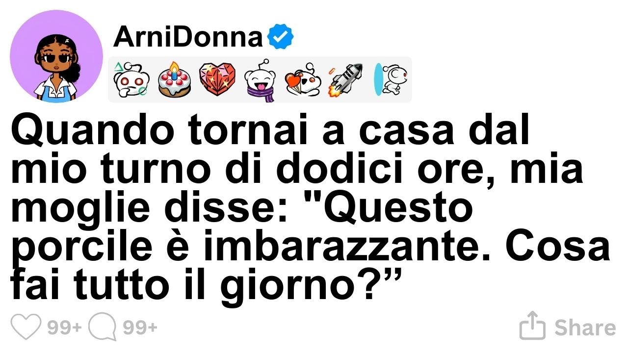 Tornavo a casa dopo 12 ore di turno in magazzino, con le ossa rotte, e mia moglie, seduta sul divano da 4.000 euro che non potevamo permetterci, mi indicò una tazza sporca: “Questo porcile è...