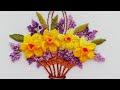 Flower Embroidery:  Basket with flowers Daffodils