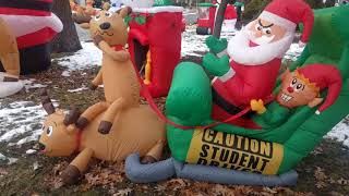 Over 80 Christmas Inflatables in one yard! we found this house that has over 80 Christmas inflatables in their yard, including Olaf, star wars, Santa, and animated blow-ups.