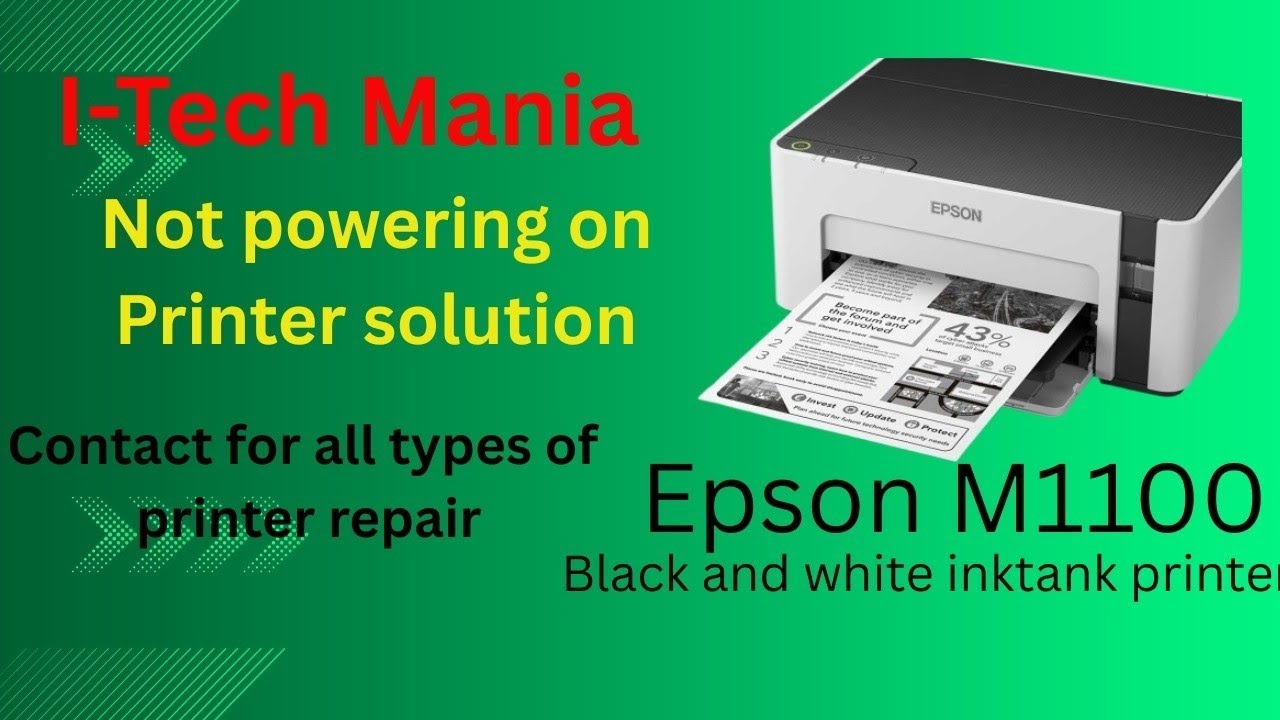 Epson M1100 black and white printer. No power problem fix problem 