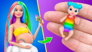14 Trucos y Manualidades para Muñecas Bebés / ¡Cuna, Biberón y más cosas Arcoíris en Miniatura!
