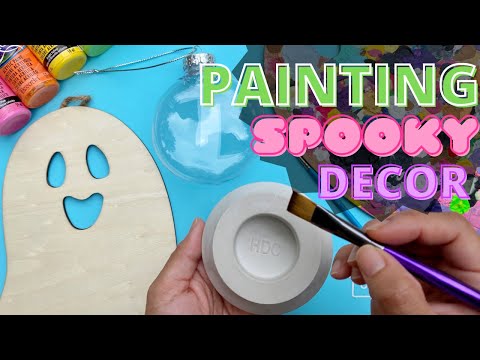 Painting DIY Spooky Decor Wood Ghost, Clear Ornament and Tea Light @heartsprinkle