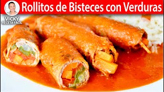 ROLLITOS DE BISTECES CON VERDURAS | Vicky Receta Facil