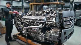 Man Fully Assembles Mercedes TRUCK ENGINE Perfectly | Start to Finish by @trucks_channel_razborgruz