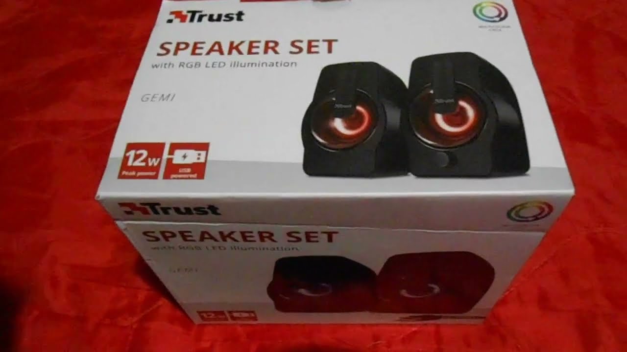 Распаковка акустической системы Trust Gemi RGB 2.0 Black из Rozetka.