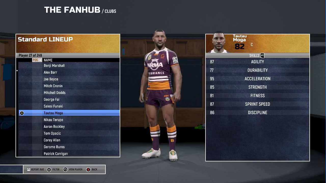 Rugby League Live 4 Brisbane Broncos Likenesses + Stats YouTube