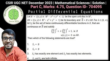 CSIR UGC NET December 2023 | Mathematical Sciences | PDE | Part C | Questions ID 704095 |