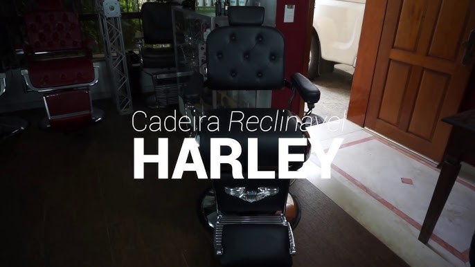 Cadeira Para Barbearia Hidráulica Reclinável Detroit Red Style Vermelha  Terra Fértil