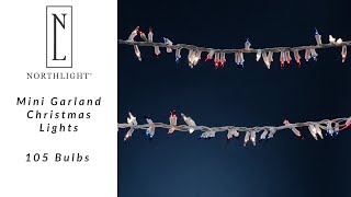 Mini Garland Christmas Lights - Red, Clear & Blue - 5.5' - 105ct | Northlight HA28741 | Northlight