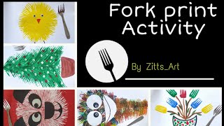 Easy Fork Printing Activity for kids | Fork print Craft | Simple painting ideas