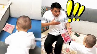 Dad’S Private Money Was Exposed, The Cute Baby Quickly Gave It To Him#family #father and son