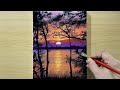 Easy Sunset Painting / Acrylic Painting for Beginners / STEP by STEP #202