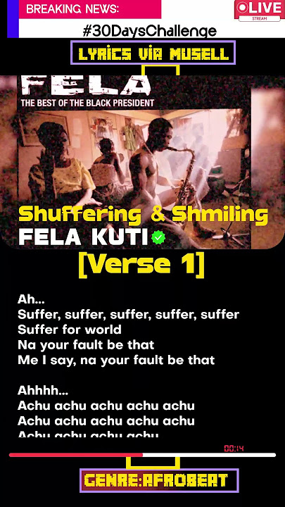 Shuffering And Shmiling (Part 2) Lyrics By Fela Anikulapo Kuti #Fela #30daysrantchallenge #tinubu