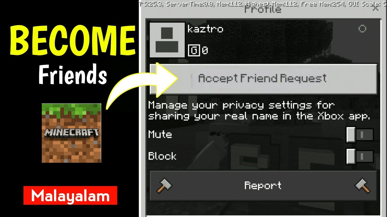 How To Friend Request Send/Accept In Minecraft Pe | Become Friends In Minecraft | Malayalam