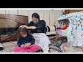 Strong nomadic woman caring for children skilled tailor and talented housewife