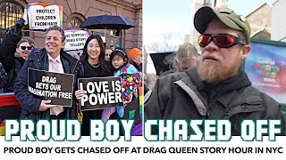 Proud Boy Gets Chased Off At Drag Queen Story Hour In NYC