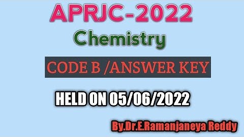 AP APRJC 2022 MPC CHEMISTRY ANSWER KEY Which is held on 05/06/2022