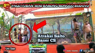 Aksi salto Baser Cs Seni Barong Ronggo Budoyo