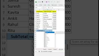 Excel SUBTOTAL Formula | SUBTOTAL Function in Excel | SUM Only Visible Rows #shorts #excel