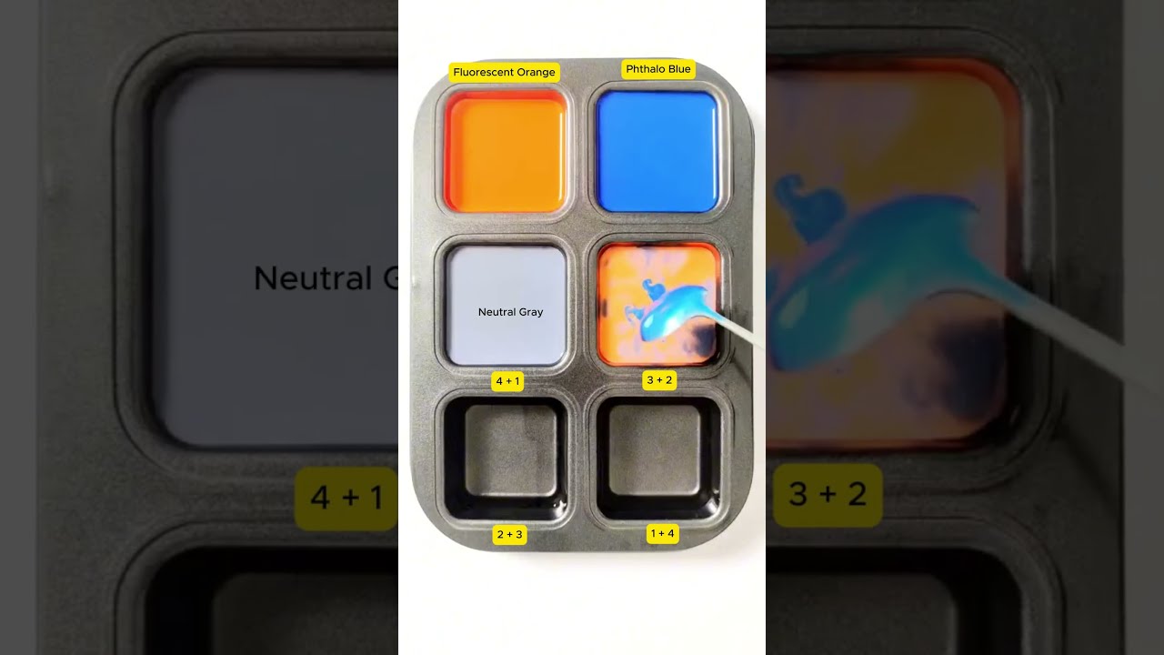Create 4 Colors From 2 Fluorescent Orange Phthalo Blue Asmr Mix Satisfying