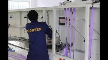 Automatic webbing cutting, measuring, marking and stacking machine