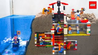 Lego Dam Breach Experiment #4 | Dam breach and underground lego mine flooding