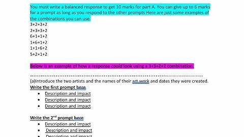 N5 Art Written question paper help sheet for question 1a and b (expressive).