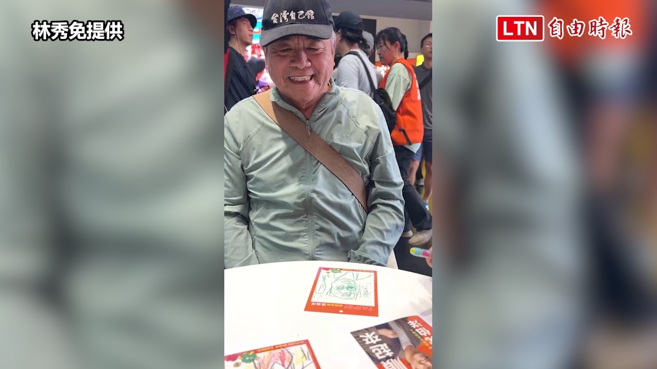 國寶級畫家陳來興訪沈伯洋競總 親筆速寫以畫相挺