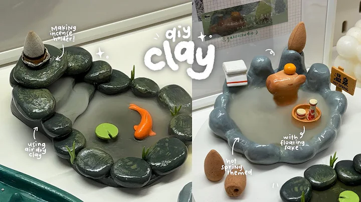 making clay hot spring incense holder🍶♨️⛰️ using air dry clay / no bake