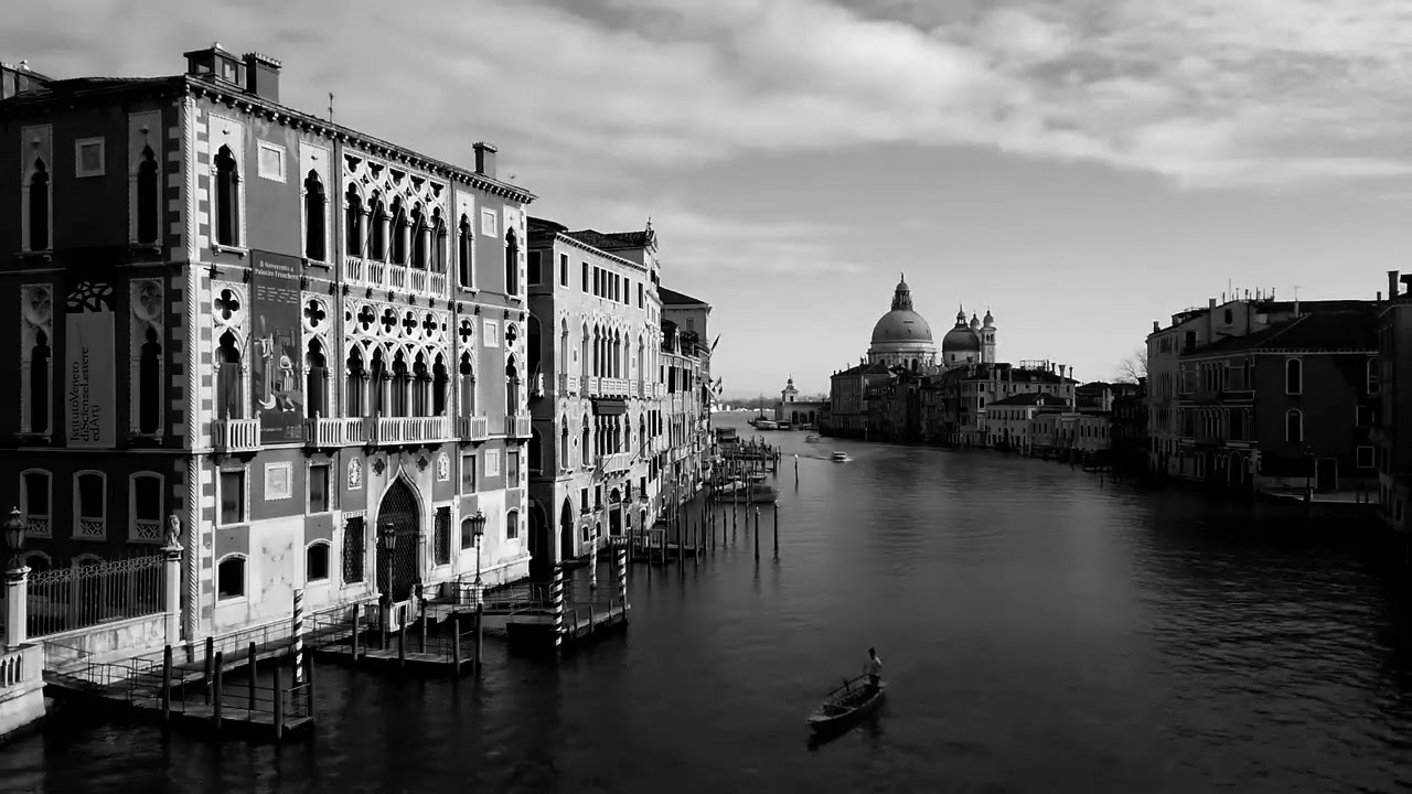 Black and White Venice, Ponte dell'Accademia on the Grand Canal, Venezia, Italy, Europe