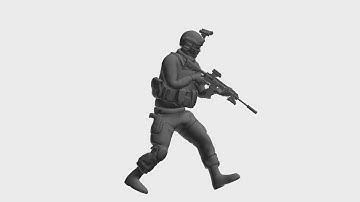 Game Animation - Locomotion Rifle Walk Foward Loop Gun Down (3ds Max and Maya
