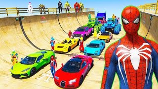 GTA 5 Crazy Ragdolls | Spiderman by Quad Bike On Rainbow Spiders Bridge (Spider Shark Jumps)