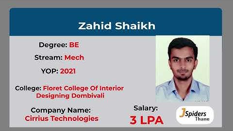 MECHANICAL student got placed with 3 LPA | ZAHID SHAIKH | QSPIDERS THANE