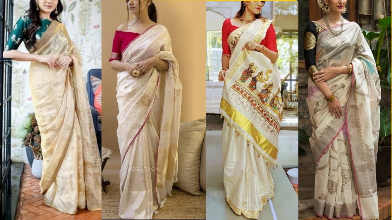 Popular Off White Chiffon Saree and Off White Chiffon Sari online shopping