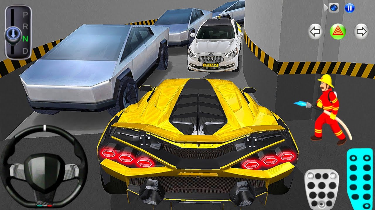 New Luxury Lamborghini & Tesla Cyber Truck Parking in Garage - 3D Driving Class 2026 - Android Games