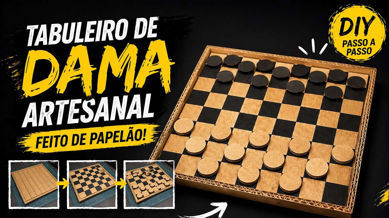Como Fazer um Tabuleiro de Dama 3D com Papelão (Fácil e Barato!) - YouTube