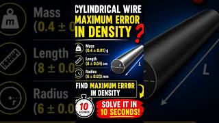 Physics Error Calculation in Density of Cylindrical Wire | Maximum Error Trick in 10 Seconds
