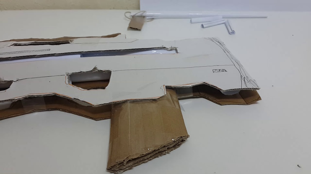 How to make a cardboard FN-2000 assault rifle gun that shoots,part 2/2 ...