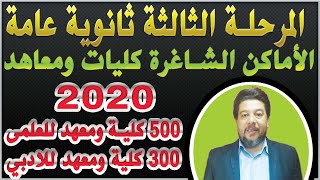 تنسيق المرحلة الثالثة 2020  للثانوية العامة والاماكن الشاغرة للكليات والمعاهد