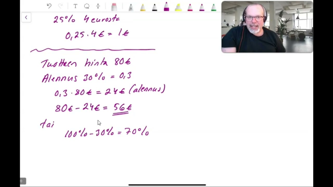 Prosenttilaskuja desimaaliluvuilla
