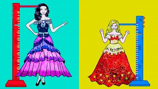 Paper Dolls Dress Up - Costumes Tall and Short Dresses Handmade Quiet Book - Barbie Story & Crafts