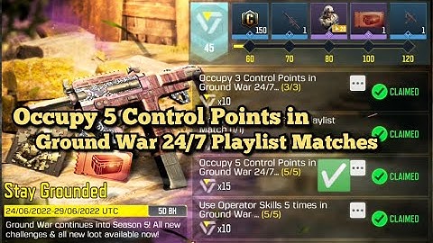 Call Of Duty Mobile Occupy 5 Control Points in Ground War 24/7 Playlist Matches Task Complete
