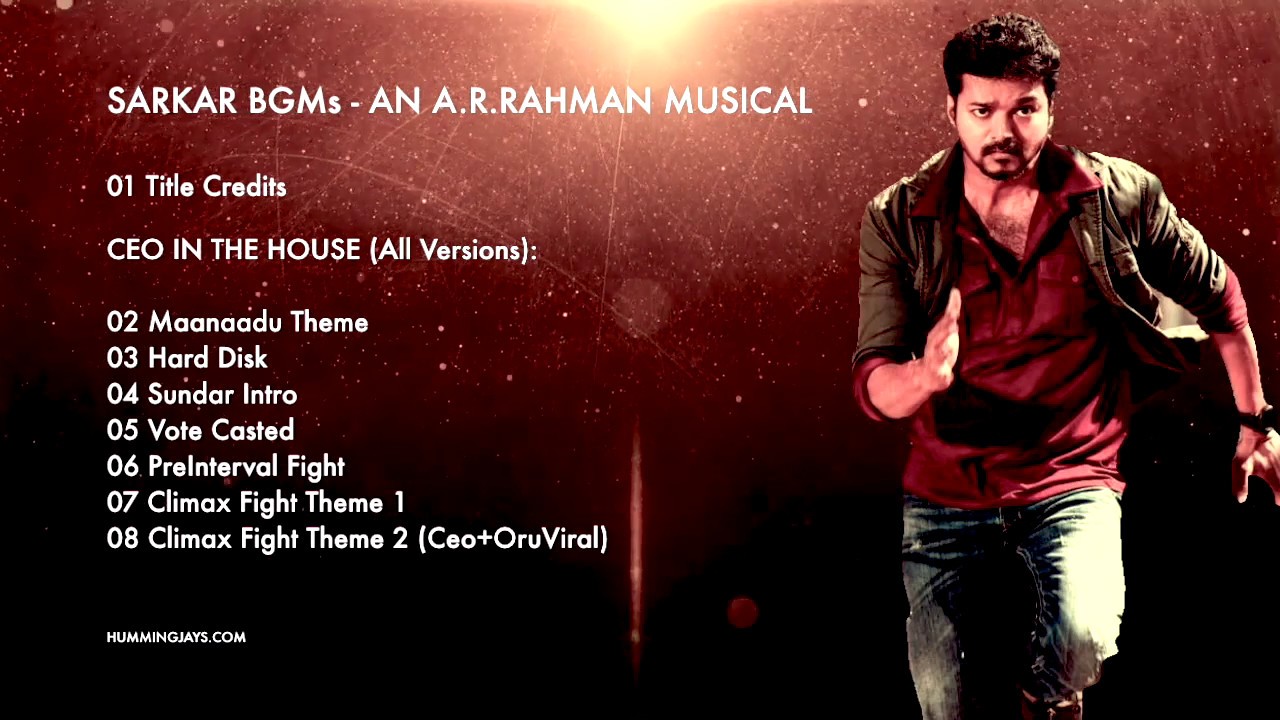 Sarkar BGMs   CEO IN THE HOUSE BGM All Versions   An ARRahman Musical