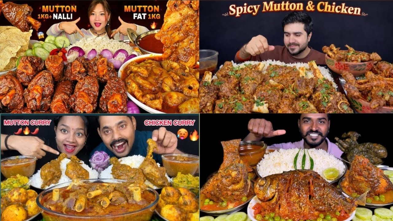 SPICY🔥 MUTTONCURRY, WHOLE FISHCURRY,         CHICKEN LEGCURRY🥵, FATCURRY, EGGCURRY EATINGCHALLEN