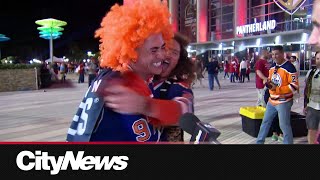 Oilers fans in Florida celebrate Game 5 victory